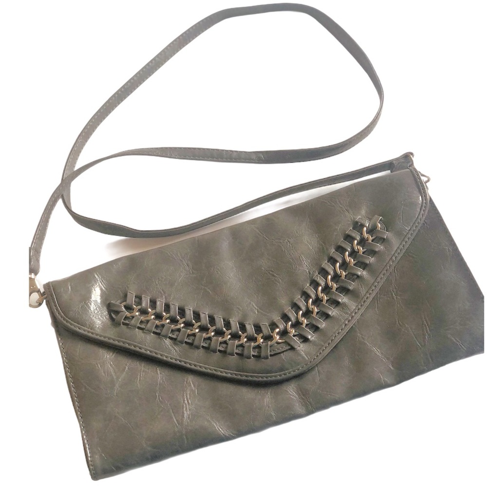Nicole Miller Distressed Gray Clutch Bag